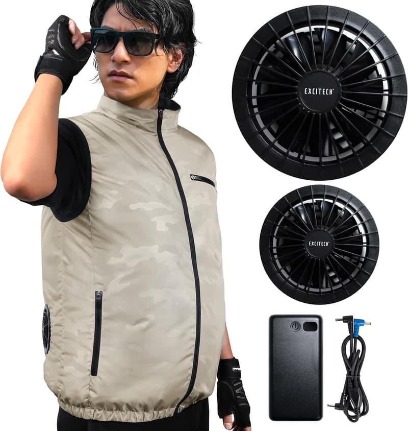 【空調作業服】チタン加工・静音ファン付ベスト・大容量バッテリーセット（20,000mAh）