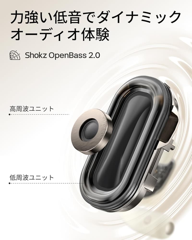 スポーツ向けワイヤレスオープンイヤーイヤホン Shokz OpenFit 2 - AIノイキャン通話、48時間再生、IP55防水、軽量9.4g、Bluetooth5.4【ブラック】
