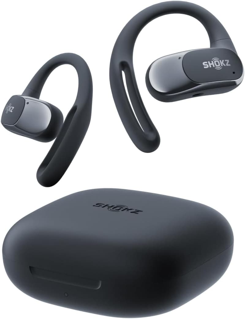 2024年新登場 Shokz OpenFit Air 完全ワイヤレスイヤホン 軽量8.7g IP54防水 マイク付き ブラック