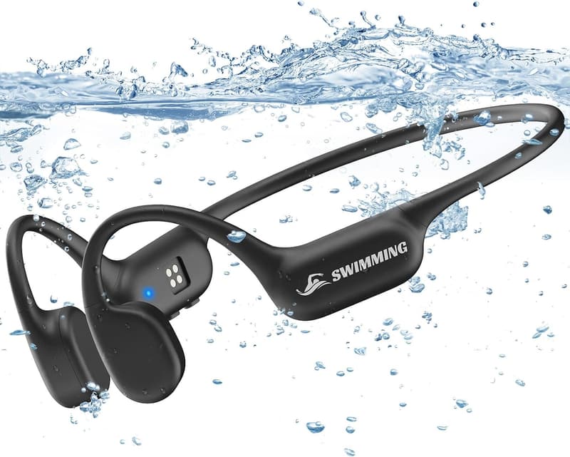 水泳用骨伝導イヤホン Bluetooth 5.4 完全防水 IP68 内蔵32GB 最大8000曲 8時間連続再生 ブラック