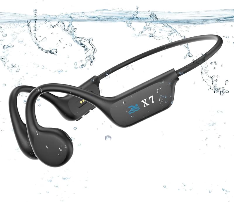 水泳用 完全防水 Bluetooth骨伝導ヘッドフォン 32GBメモリ内蔵 ブラック