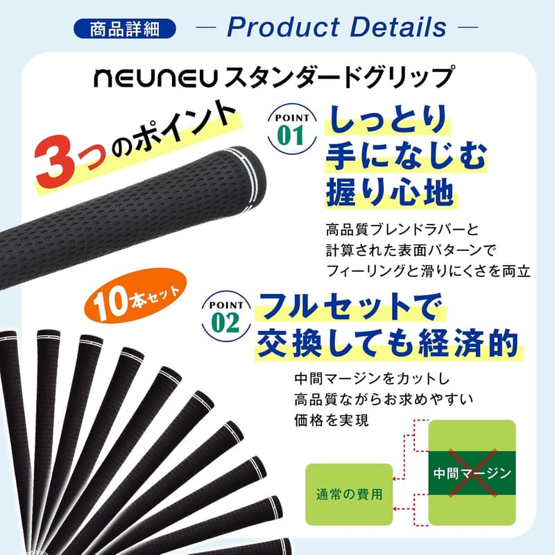 ツアーベルベットゴルフグリップ 10本セット バックラインなし 黒