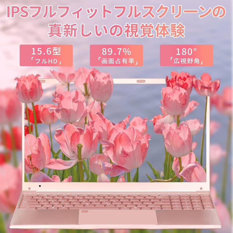 学習・仕事用 15.6型FHD薄型軽量ノートPC（初心者向け・ローズゴールド・960G SSD）
