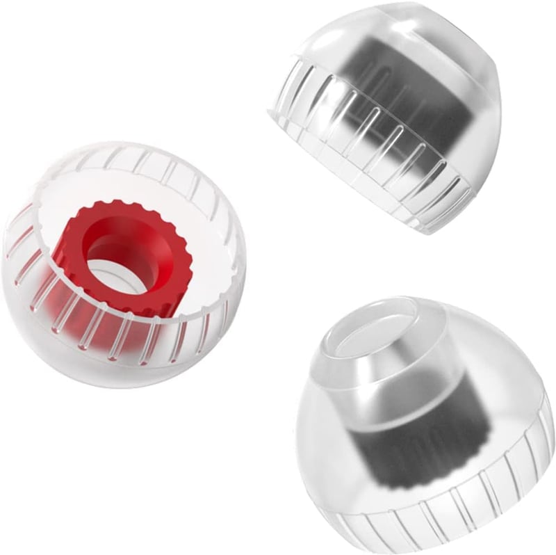 医療用シリコン製イヤーピース(カナル型・TWS対応)音質向上・高遮音性・Lサイズ(赤)