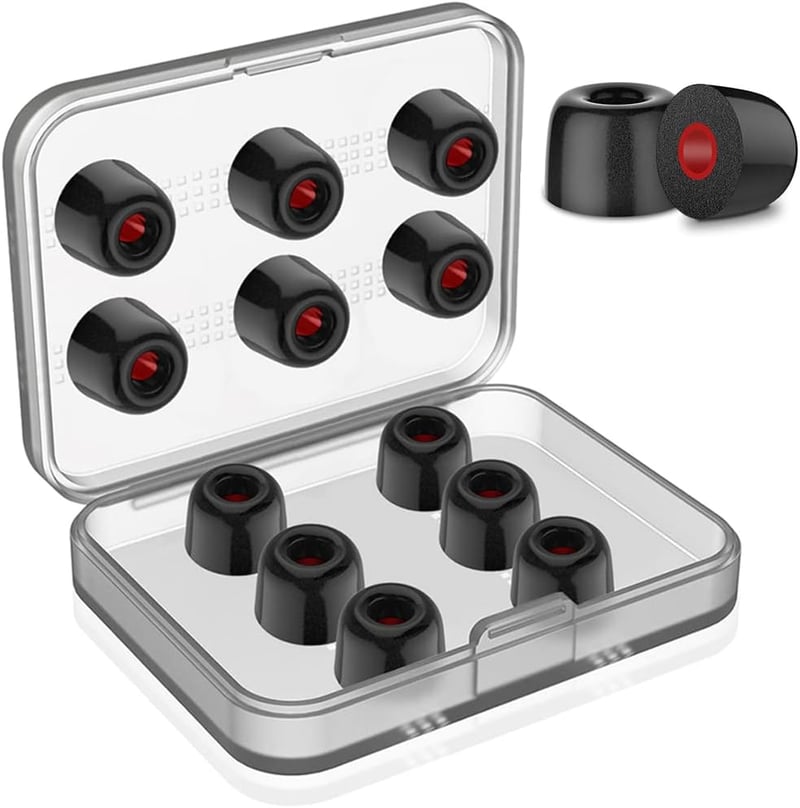 交換用イヤーピース 低反発ウレタン製 Mサイズ6ペア 遮音性 脱落防止 収納ケース付き