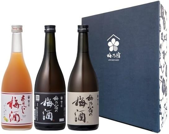 130年の伝統 梅乃宿 梅酒 ギフトセット 720ml×3本 黒ラベル・あらごし梅酒