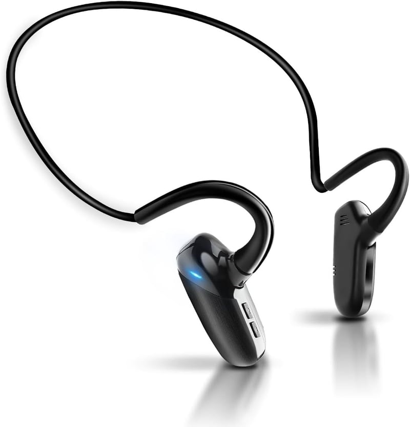 骨伝導Bluetoothイヤホン ENCノイズキャンセリング オープンイヤータイプ 超軽量 18g (ブラック)