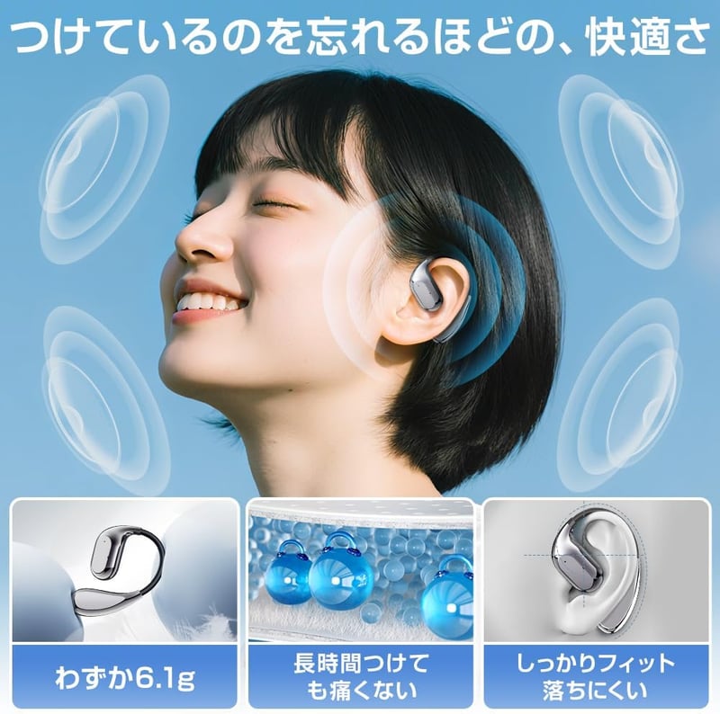 ワイヤレス骨伝導イヤホン【スポーツ向け・防水・60時間再生】
