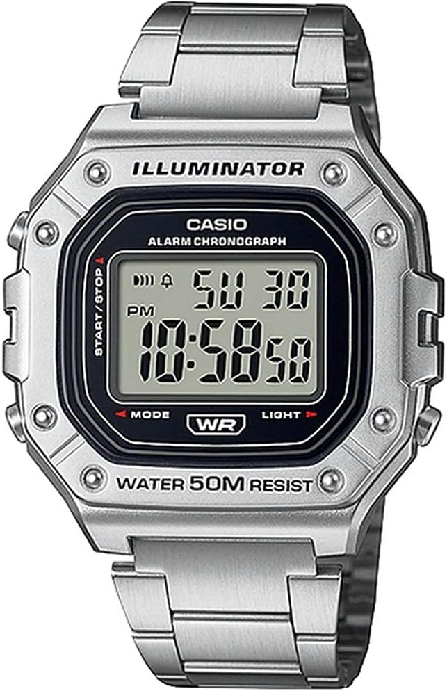 メンズ スタンダード デジタル 腕時計 シルバー メタルバンド W-218HD-1AV