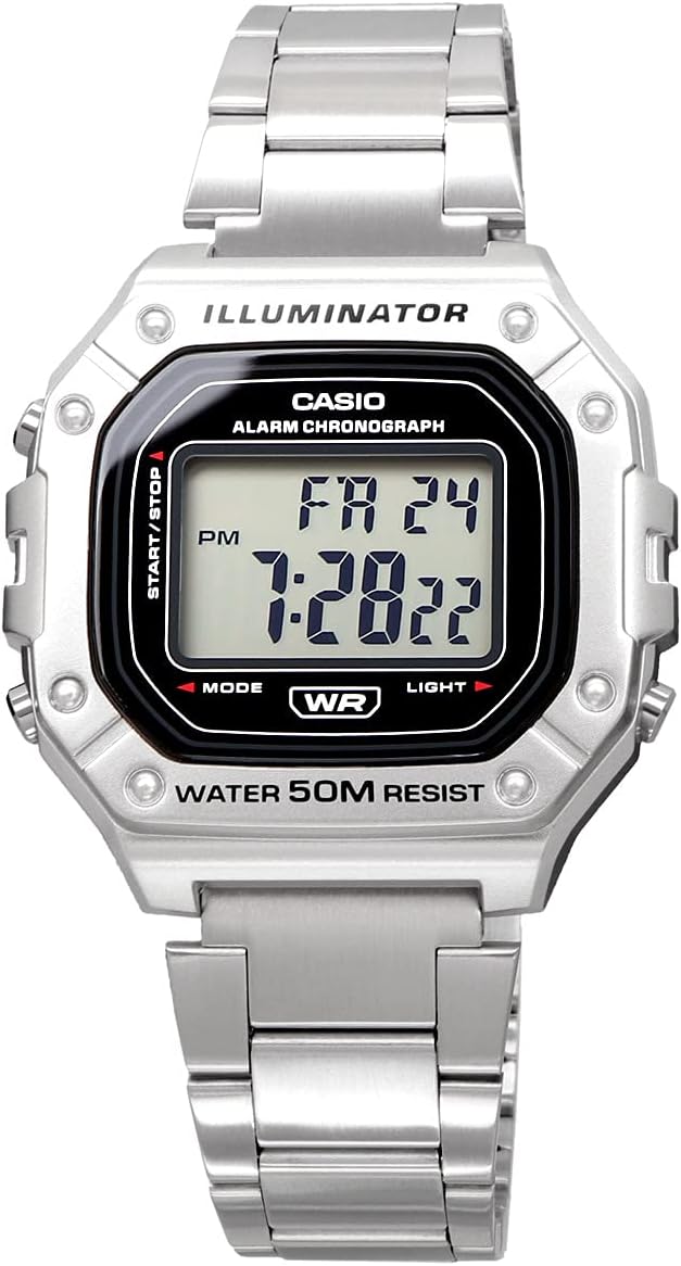 メンズ スタンダード デジタル 腕時計 シルバー メタルバンド W-218HD-1AV