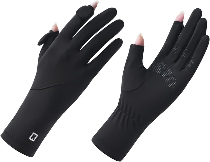 UVカット夏用手袋 レディース 2本指出し アイスシルク -5℃冷感 UPF50+ 紫外線対策 通気性 軽量 速乾 グローブ