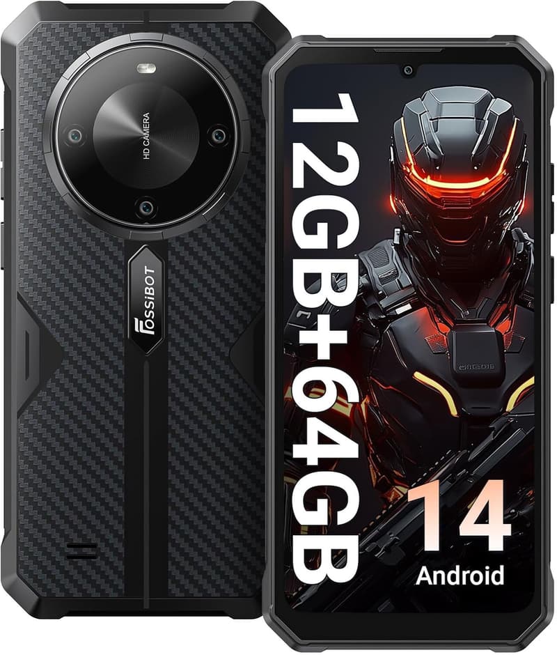 FOSSiBOT F105 タフネススマホ 12GB RAM 10300mAh 6.7インチ IP68 防水防塵 ブラック