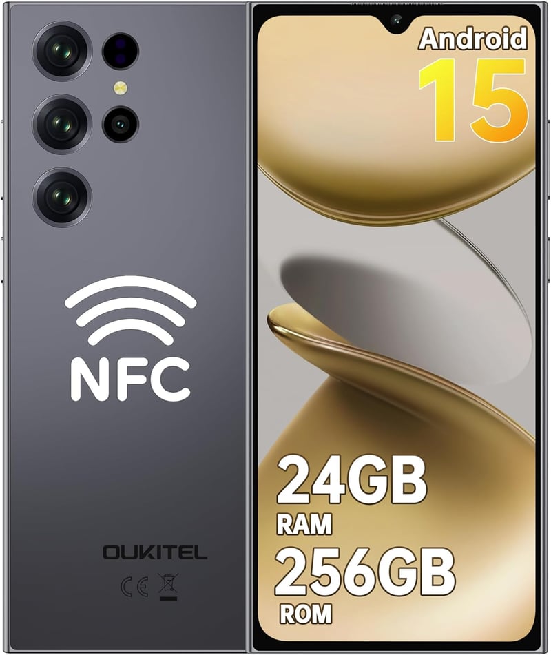 OUKITEL C61 Pro 4G対応 SIMフリースマホ 6.88インチ大画面 24GB+256GB/1TB拡張可能 5150mAhバッテリー AIカメラ ブラック