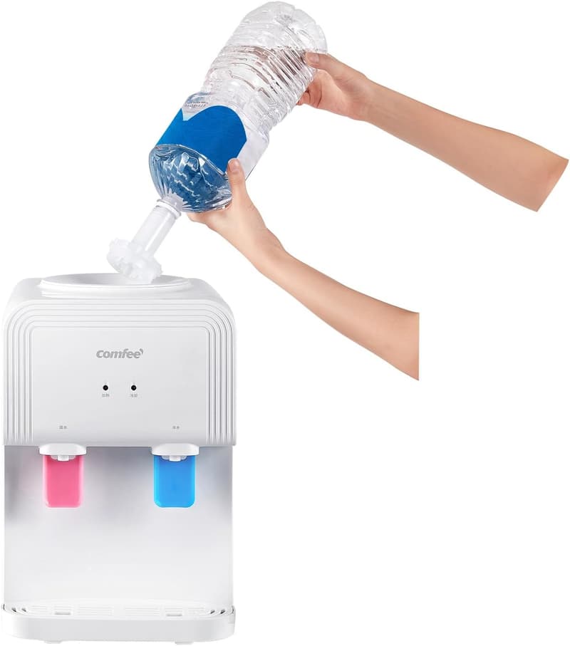 COMFEE' 卓上ウォーターサーバー ペットボトル対応 コンパクト 温冷2Lキャップ付き 家庭用