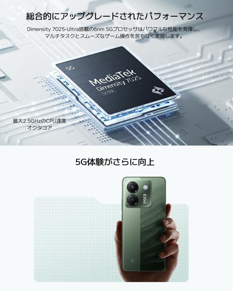 Xiaomi POCO M7 Pro 5Gスマートフォン（8GB+256GB、120Hz有機EL、ブラック）