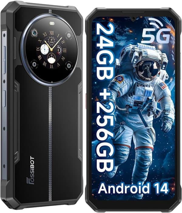 FOSSiBOT F109 5G防水タフネススマホ 10600mAhバッテリー 24GB RAM/256GB ROM 2TB拡張可 50MPカメラ Android 14 SIMフリー