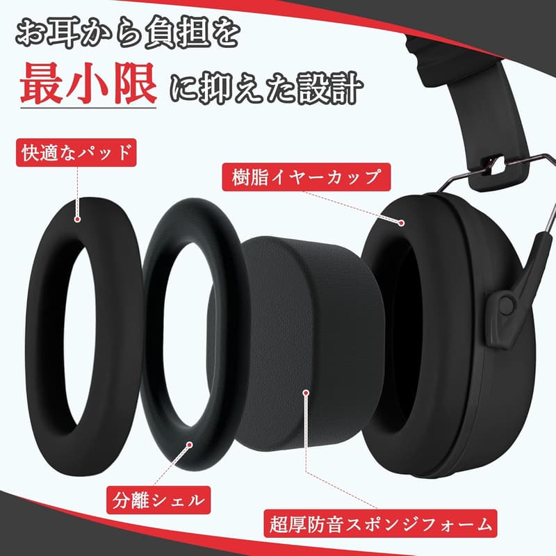 子供用防音イヤーマフ NRR25dB 調整可能 折りたたみ型 耳あて