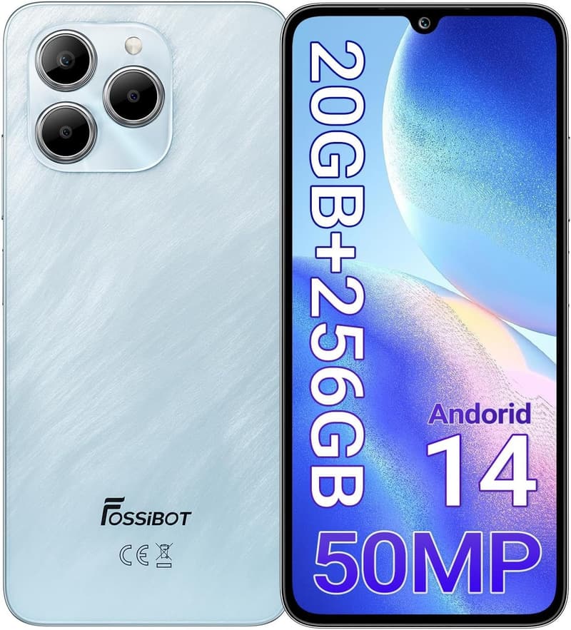 FOSSiBOT S2 SIMフリー スマートフォン 20GB+256GB/1TB拡張可能 Android 14 5000mAhバッテリー 50MP+16MPカメラ グローバルバージョン(ブルー)