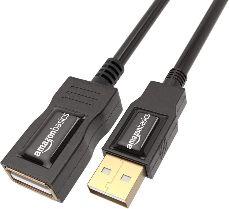 USB-A 2.0延長ケーブル 1.0m ブラック (プリンター対応)