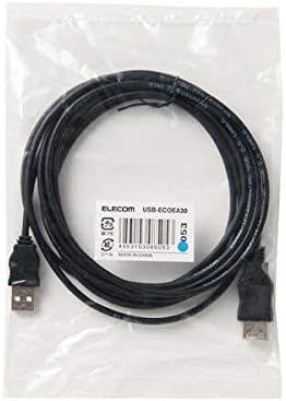 USB2.0 延長ケーブル (USB Aオス - USB Aメス) 3m ブラック RoHS準拠