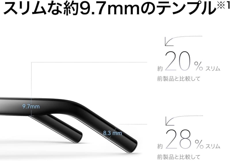 HUAWEI Eyewear 2 ボストン型オーディオグラス 薄型軽量 タッチ操作 Bluetooth防風ノイズ低減 11時間再生 チタニウムシルバー
