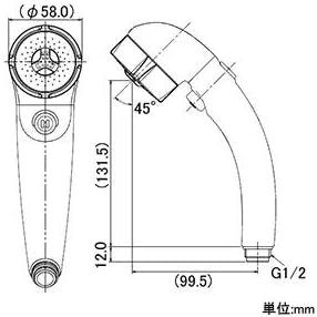 低水圧対応 マッサージシャワーヘッド ホワイト KAKUDAI 356-705