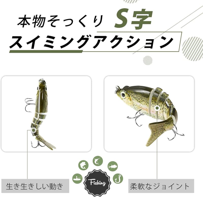 ジョイントルアー 鮎・バス・雷魚対応 防錆フック付き 各種サイズ 2g～64g フィッシングルアー