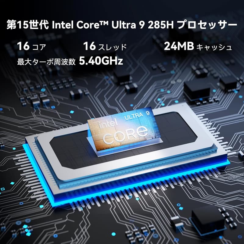 GEEKOM IT15 Ultra AI ミニPC - Intel Core U9 285H, 32GB DDR5, 2TB NVMe SSD, 静音冷却・省電力設計, 8K出力対応