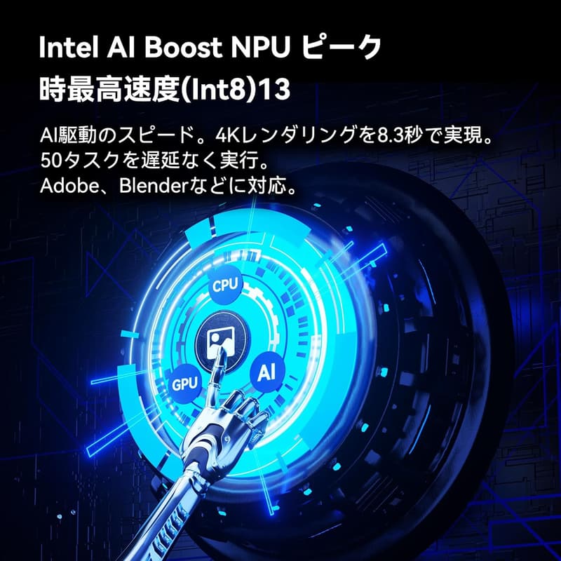 GEEKOM IT15 Ultra AI ミニPC - Intel Core U9 285H, 32GB DDR5, 2TB NVMe SSD, 静音冷却・省電力設計, 8K出力対応