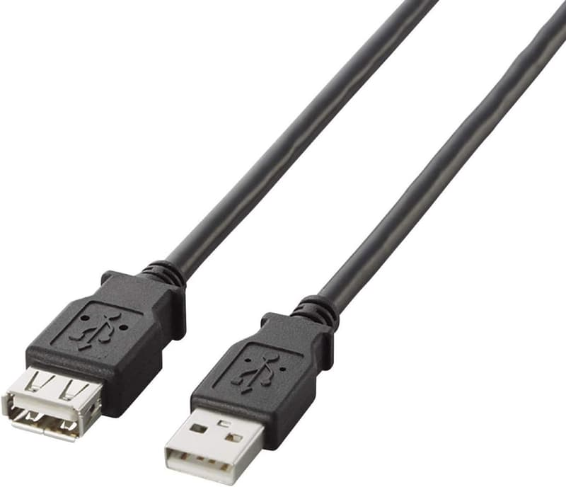 USB2.0延長ケーブル 1m メス-オスタイプ ブラック