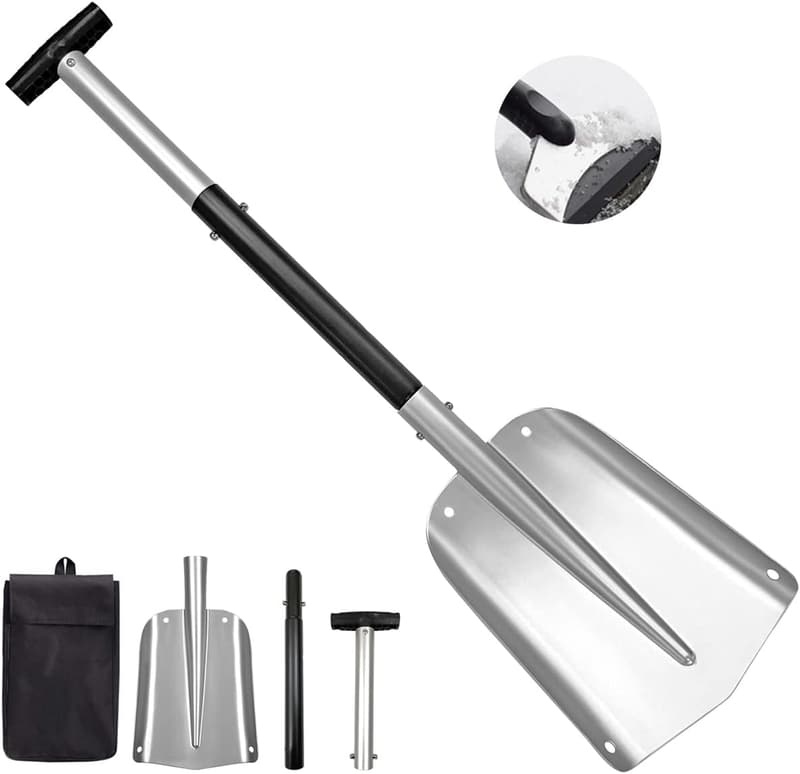 車載用伸縮式アルミ合金雪かきスコップ 収納バッグ付き