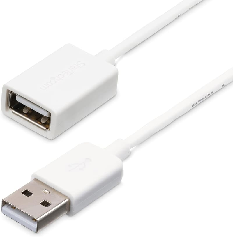USB 2.0 A-A延長ケーブル ホワイト 1m オス/メス USBケーブル