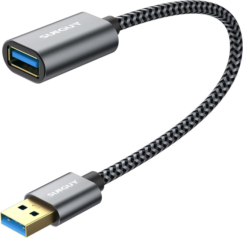 USB 3.0延長ケーブル 30cm Aオス-Aメス 5Gbps高速データ転送 ナイロン編み グレー