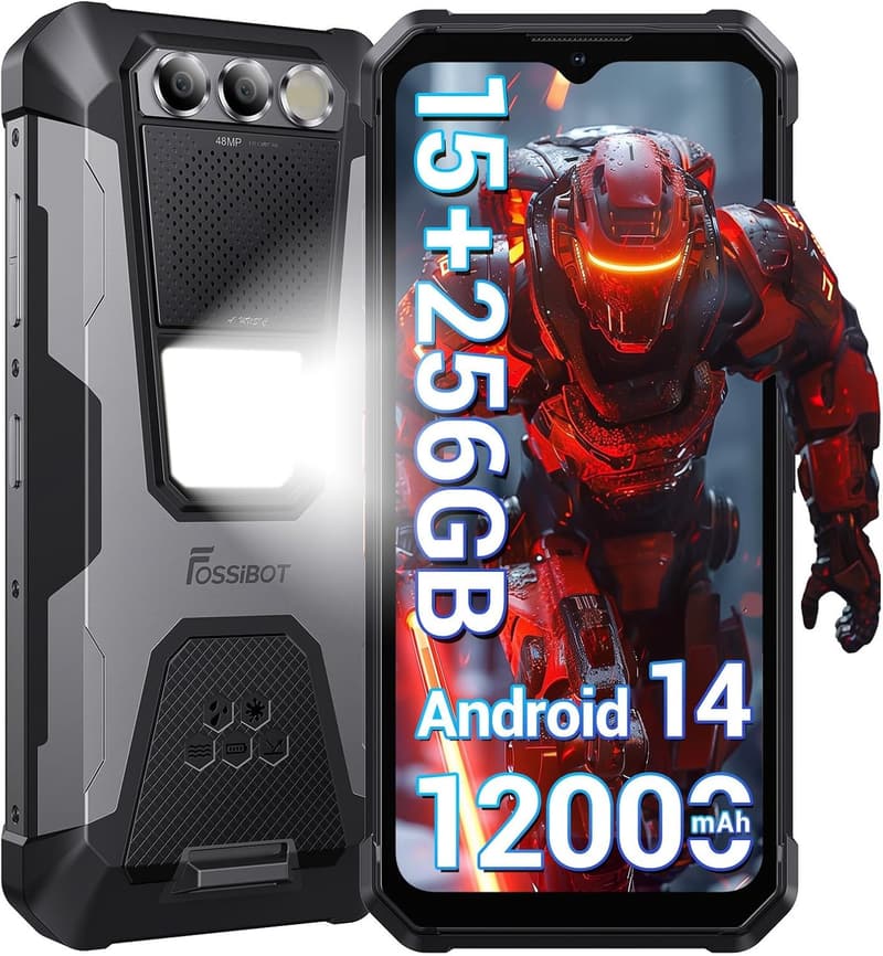 FOSSiBOT F106 Pro タフネススマホ 15GB RAM/256GB ROM Android14 防水防塵 12000mAh大容量バッテリー 48MPカメラ 6.58インチ FHD+