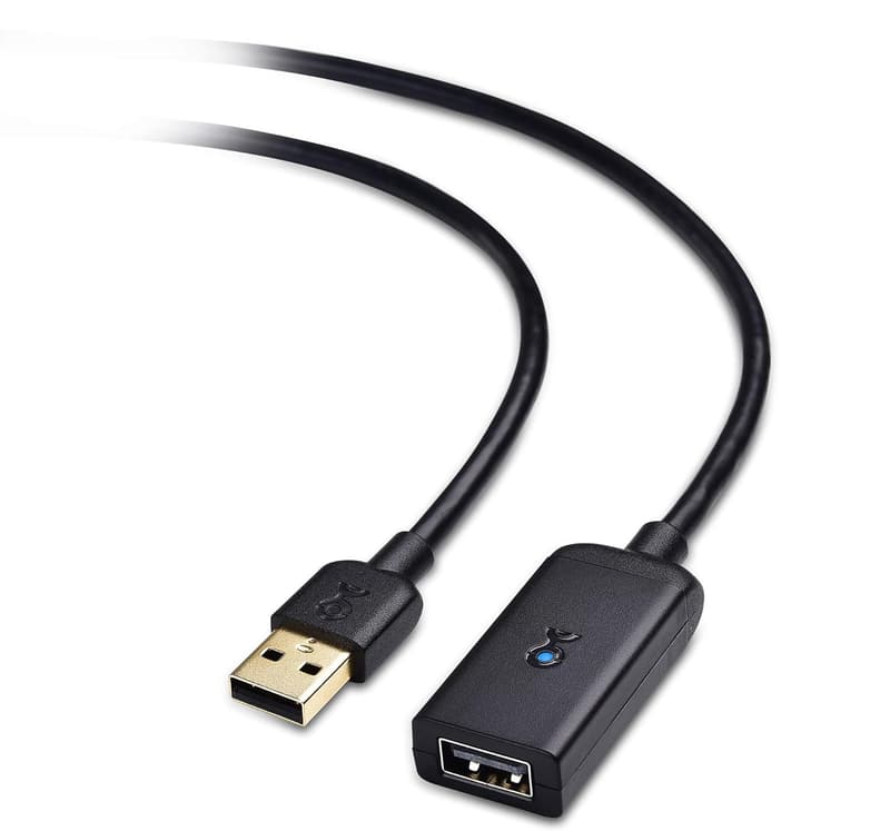 USB 2.0 アクティブ延長ケーブル 10m - 高速480Mbpsデータ転送、ブラック