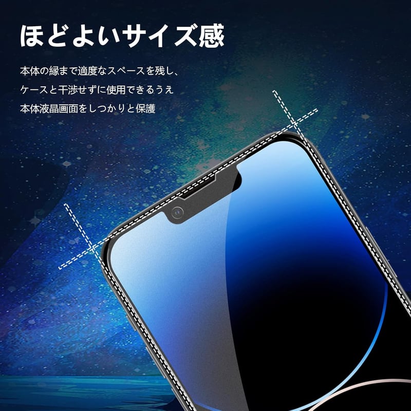 iPhone14用 アンチグレアガラスフィルム 指紋防止 さらさら 1枚