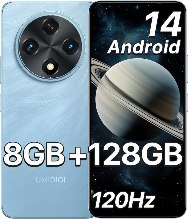 UMIDIGI G100A SIMフリースマホ Android 14 8GB RAM 128GB ROM 6.9インチ大画面 6000mAh バッテリー ブルー