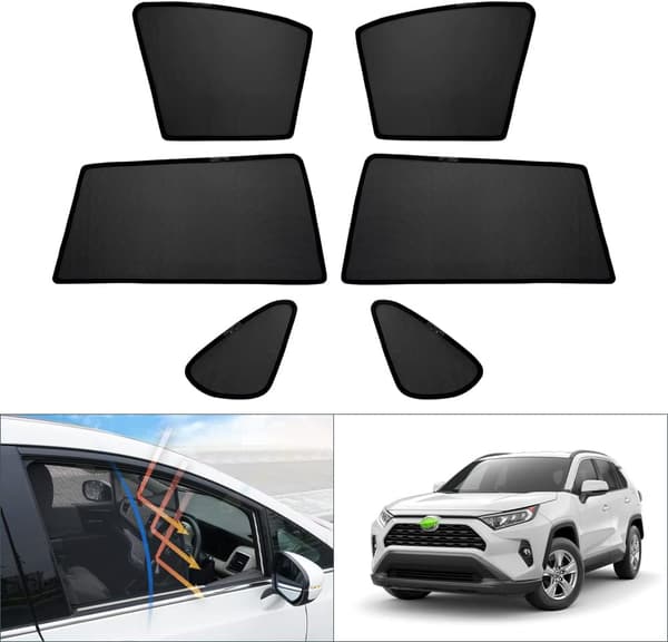 RAV4 50系専用 UVカット メッシュカーテン サンシェード ブラック 簡単着脱タイプ