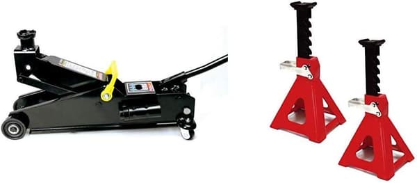 3t油圧式ハイパワージャッキセット（最低位168mm/最高位468mm）＆ジャッキスタンド2個（最低位260mm/最高位405mm）【エマーソン】