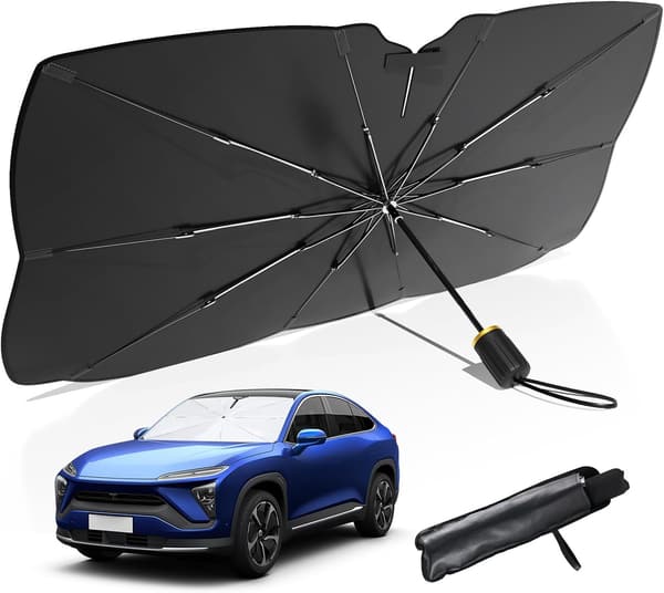 車用サンシェード 傘型折りたたみ UVカット 耐久性 コンパクト収納 (Mサイズ)