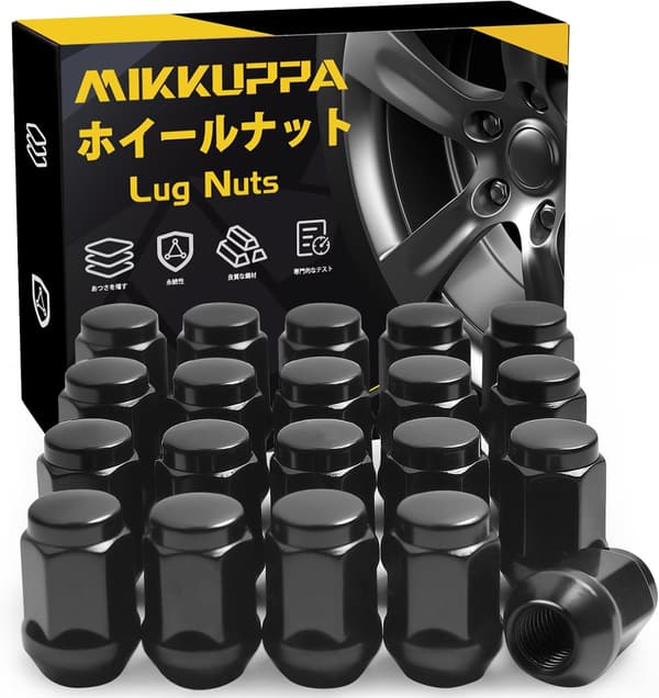 ホイールナット M12 x P1.25 テーパー座60° 35mm スチール製 ブラック 20個セット 軽自動車・普通車用