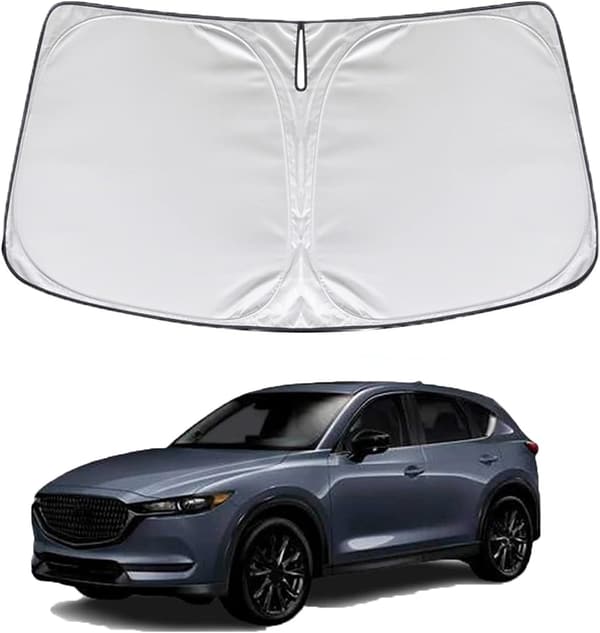 マツダCX-5専用サンシェード 高密度生地 日焼け・劣化防止 薄型5層 収納袋付