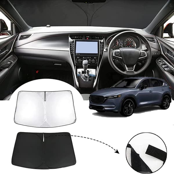 マツダCX-5専用サンシェード 高密度生地 日焼け・劣化防止 薄型5層 収納袋付