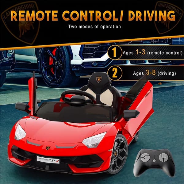 子供用12V電動スポーツカー ランボルギーニ風 バッテリー駆動 コントロール付き サウンド＆LEDヘッドライト付き