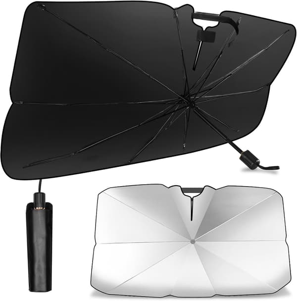 車用傘型サンシェード Mサイズ(135×75cm)|UVカット・遮光・断熱・収納袋付き・母の日・父の日ギフト