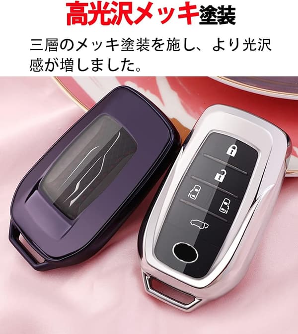 トヨタ車専用 キーケース・キーホルダー セット (ダークパープル)