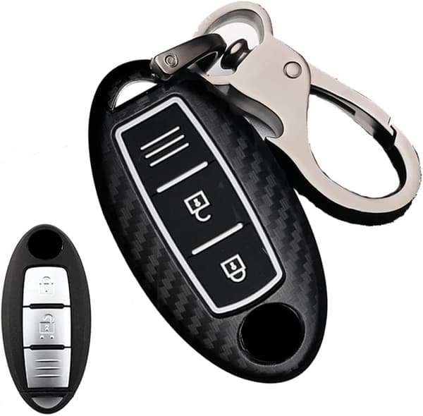 日産 車用 スマートキーケース シリコン製 キーカバー 3ボタン 高級 キーホルダー付き