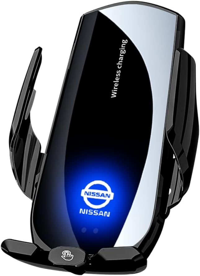 日産車載スマホホルダー ワイヤレス充電 360度回転 黒