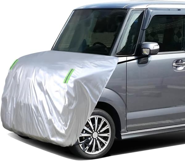 軽自動車用 防炎ボンネットカバー 厚手・裏起毛タイプ 蛍光反射ストリップ付き MN-S