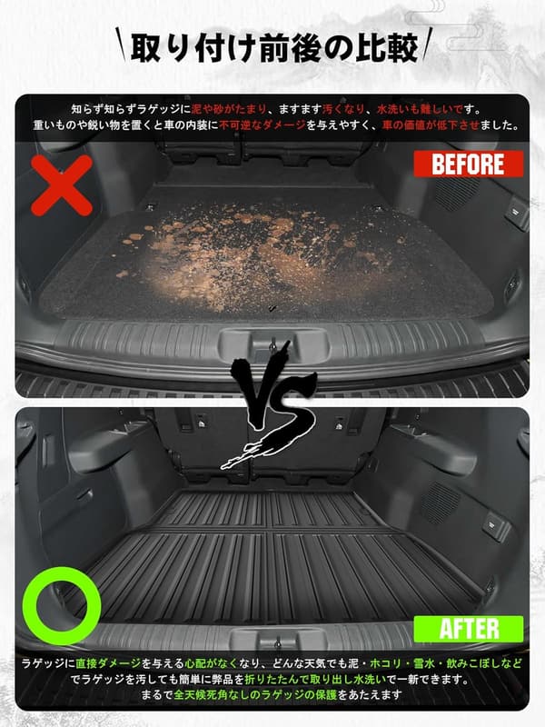 トヨタ ランドクルーザー250 専用 折り畳み式3Dラゲッジマット 防水 TPE素材